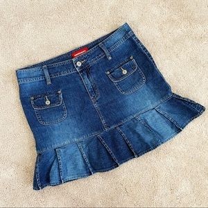 UnionBay Ruffle Hem Blue Denim Jean Mini Skirt